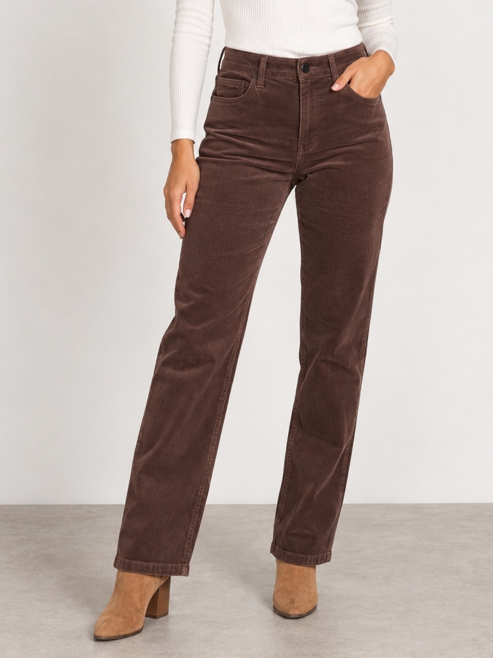 Democracy “Ab” Solution Brown Corduroy Straight Leg Pants Size 8 Stretch